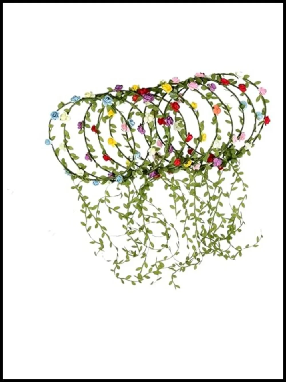 12 Pc Flower Crown Headband Wreath Garland Multicolor Floral Hair Accessory